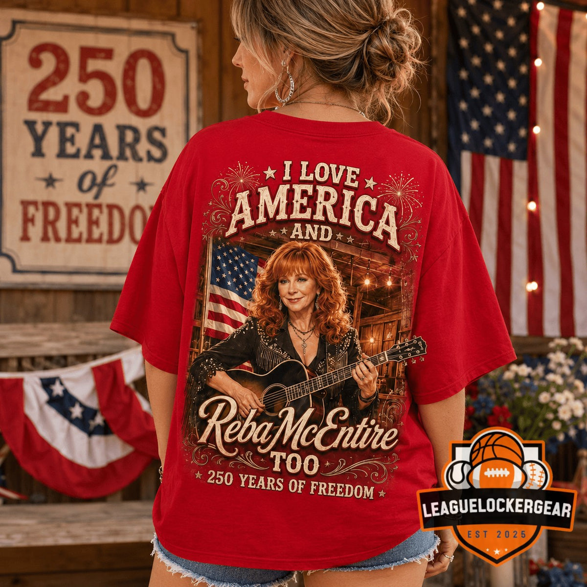 Reba McEntire America 250 Years of Freedom T-Shirt - LeagueLockerGear