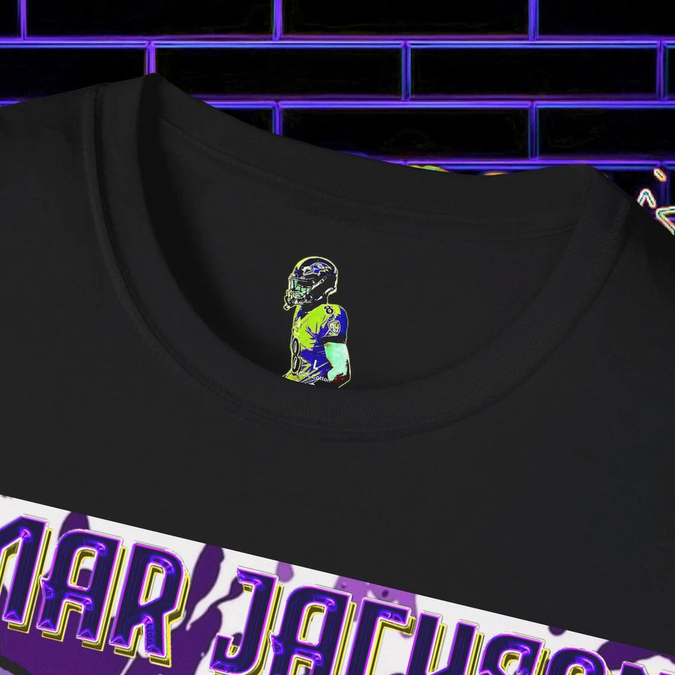 Lamar Jackson Baltimore Ravens T-Shirt – Unisex Softstyle Tee - LeagueLockerGear