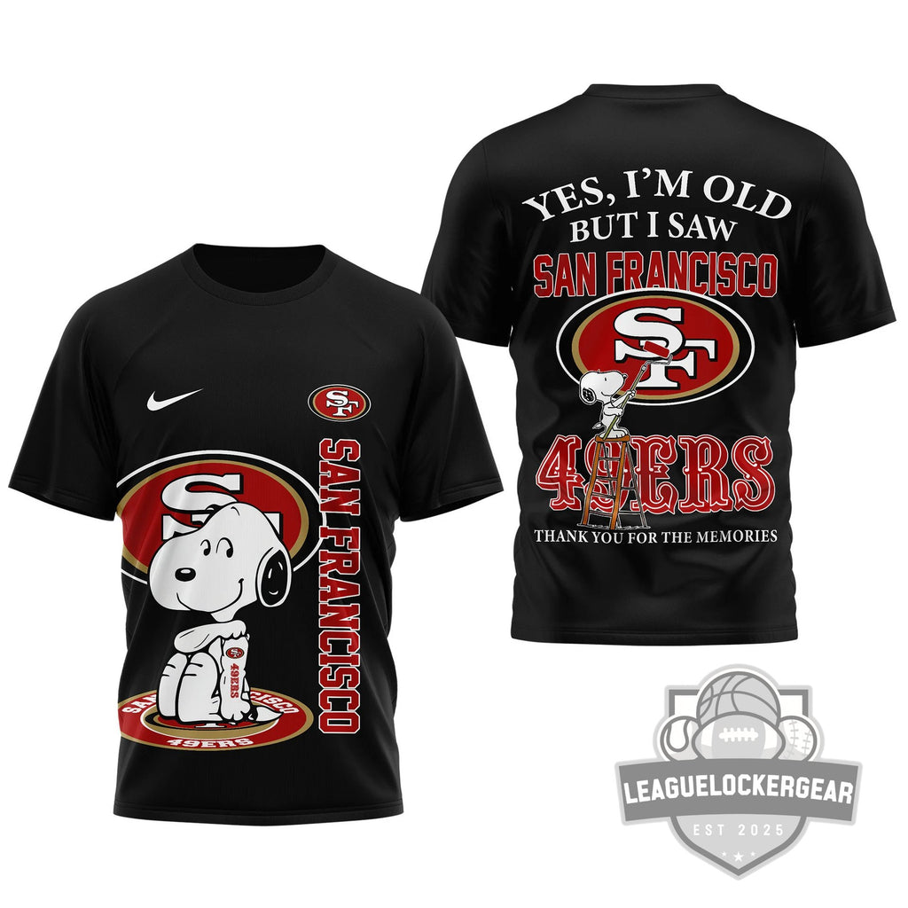 San Francisco 49ers Snoopy Thank You For The Memories T-Shirt - LeagueLockerGear