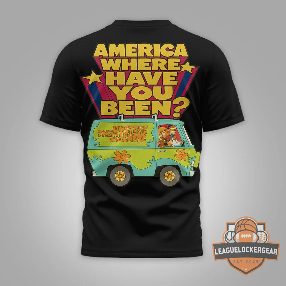 Scooby-Doo Celebrating 250 Years of America America Where Have You Been Mystery Machine T-Shirt - LeagueLockerGear