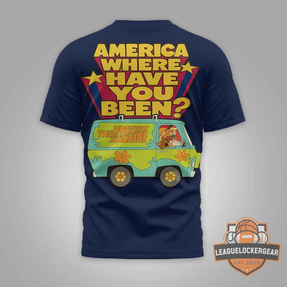 Scooby-Doo Celebrating 250 Years of America America Where Have You Been Mystery Machine T-Shirt - LeagueLockerGear