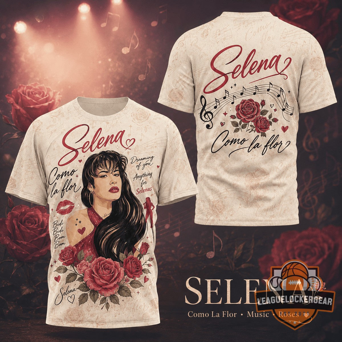Selena Como la Flor Roses Music T-Shirt - LeagueLockerGear