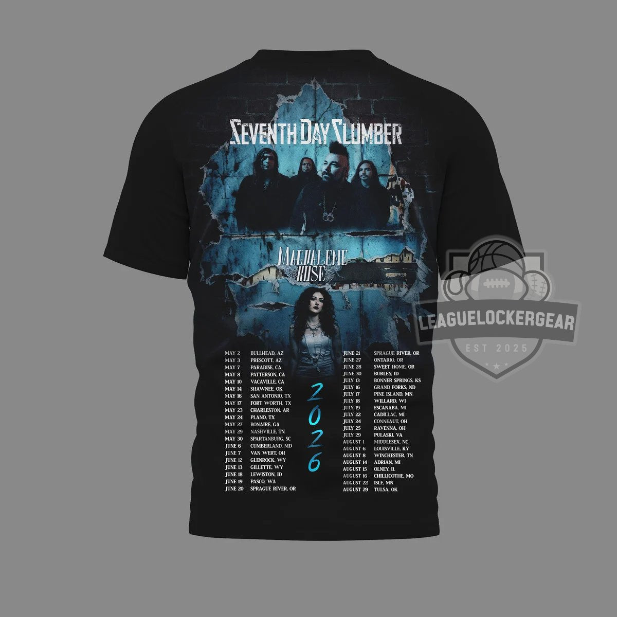 Seventh Day Slumber Tour With Magdalene Rose T-Shirt - LeagueLockerGear