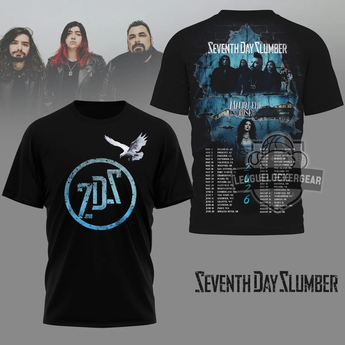 Seventh Day Slumber Tour With Magdalene Rose T-Shirt - LeagueLockerGear