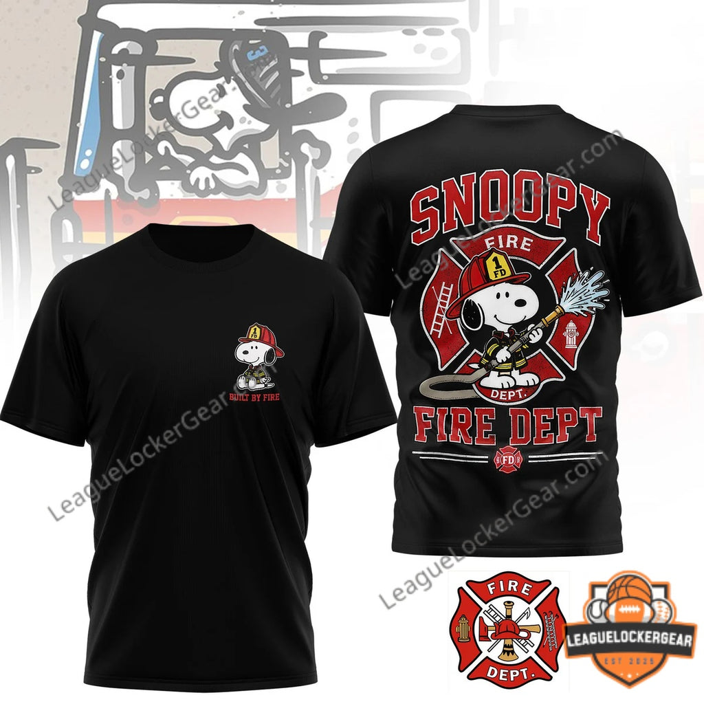 Snoopy Firefighter Fire Dept T-Shirt - LeagueLockerGear