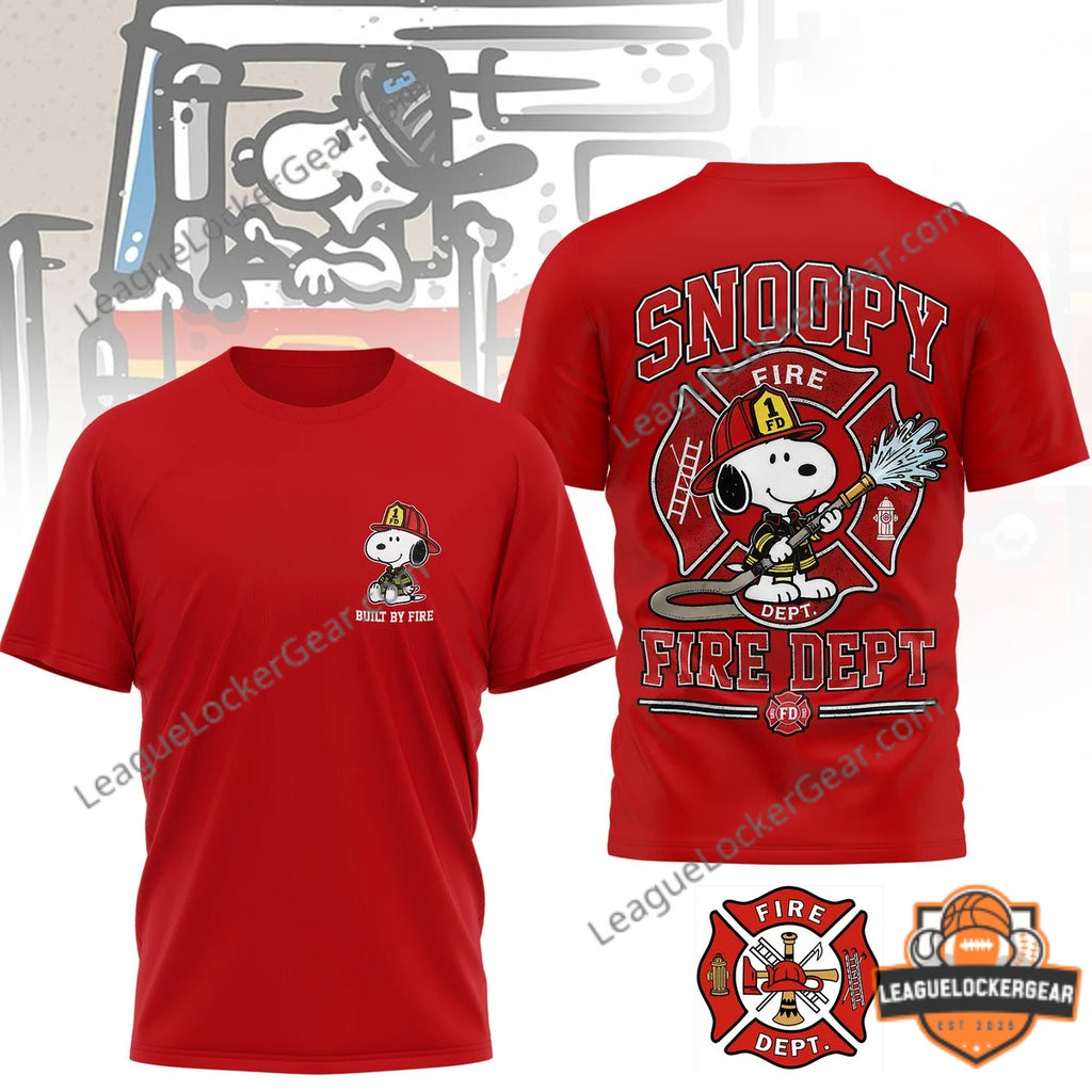 Snoopy Firefighter Fire Dept T-Shirt - LeagueLockerGear