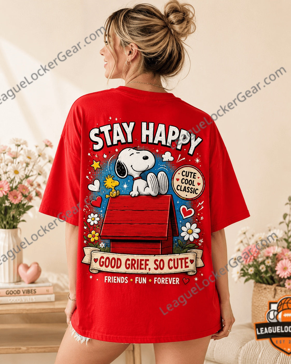 Snoopy Happiness Is Snoopy Stay Happy T-Shirt - LeagueLockerGear