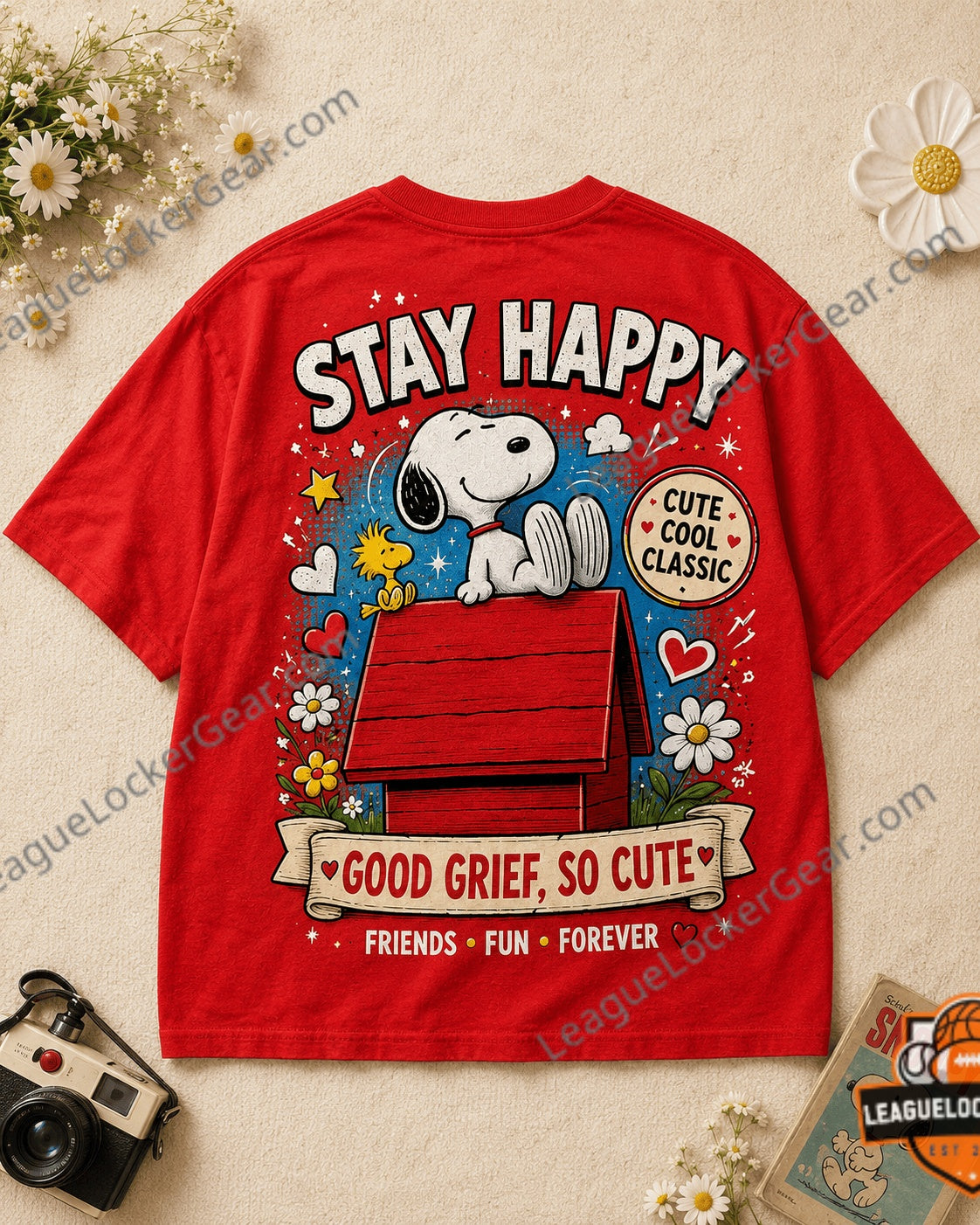 Snoopy Happiness Is Snoopy Stay Happy T-Shirt - LeagueLockerGear
