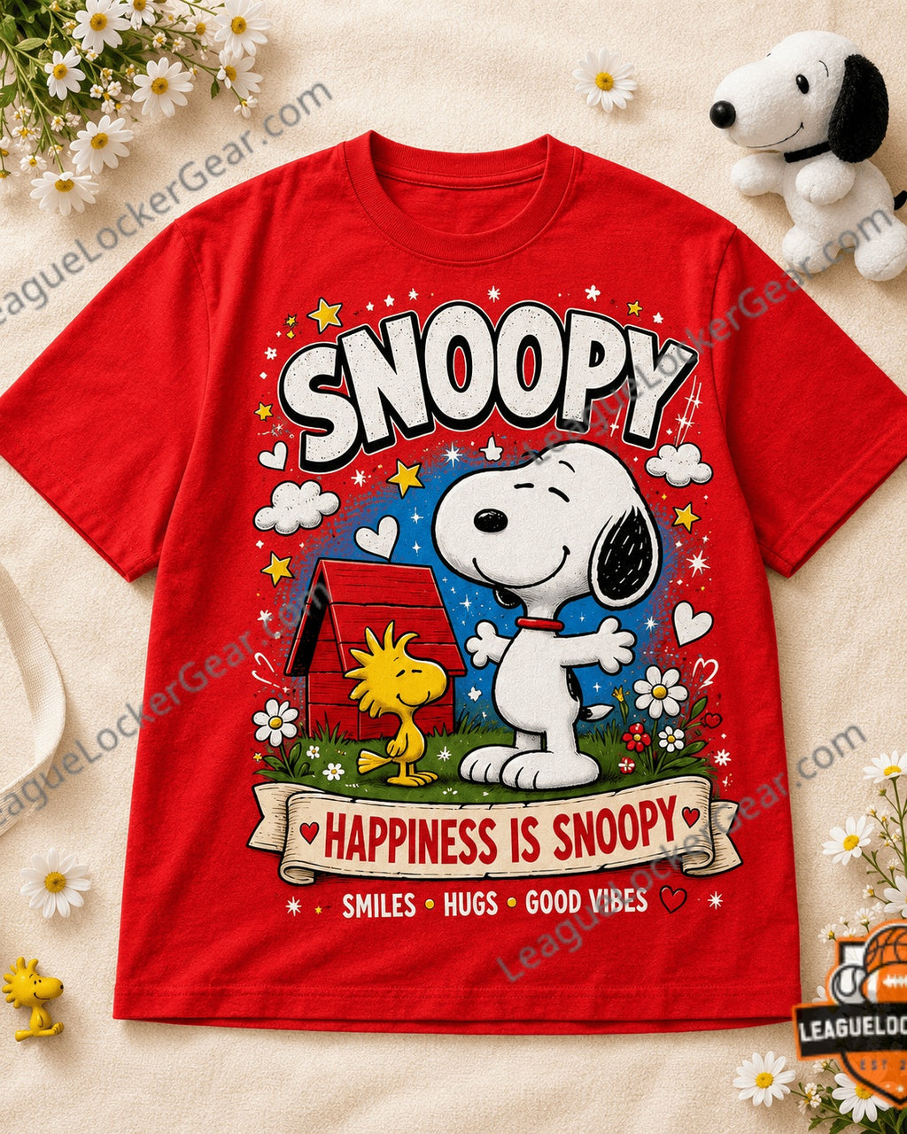 Snoopy Happiness Is Snoopy Stay Happy T-Shirt - LeagueLockerGear
