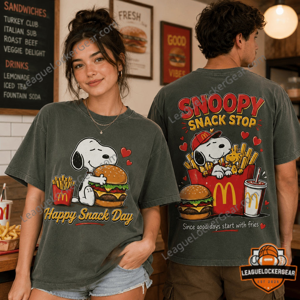 Snoopy McDonald's Happy Snack Day Snack Stop Fries T-Shirt - LeagueLockerGear