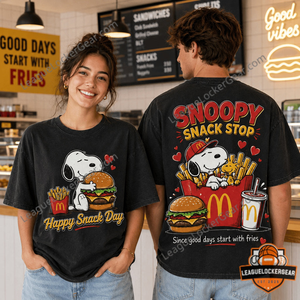 Snoopy McDonald's Happy Snack Day Snack Stop Fries T-Shirt - LeagueLockerGear