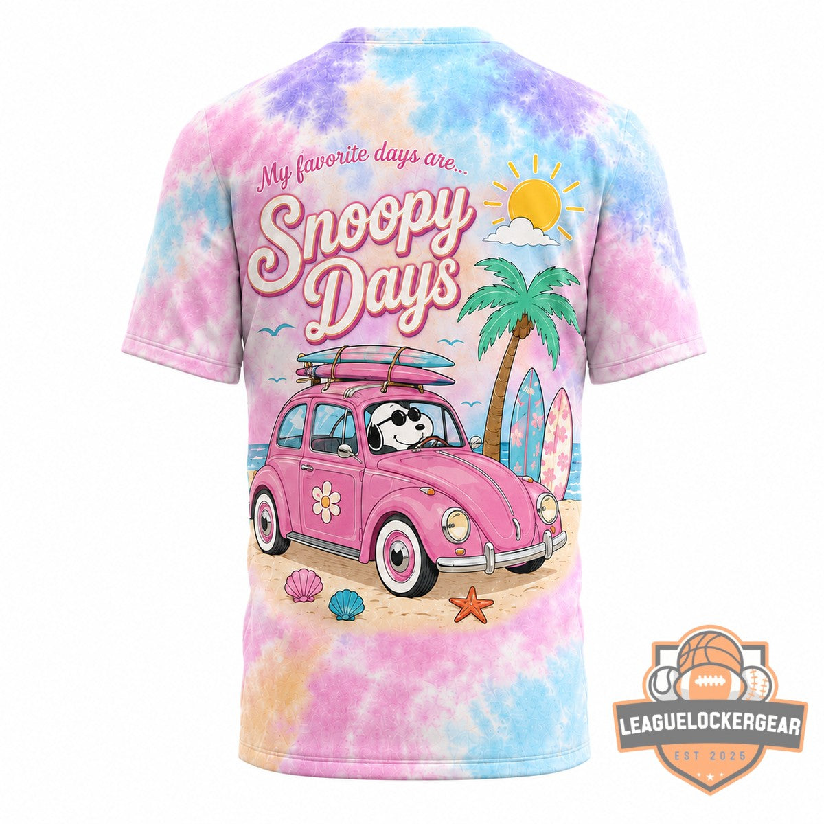 Snoopy Pastel Beach Road Trip Snoopy Days T-Shirt - LeagueLockerGear
