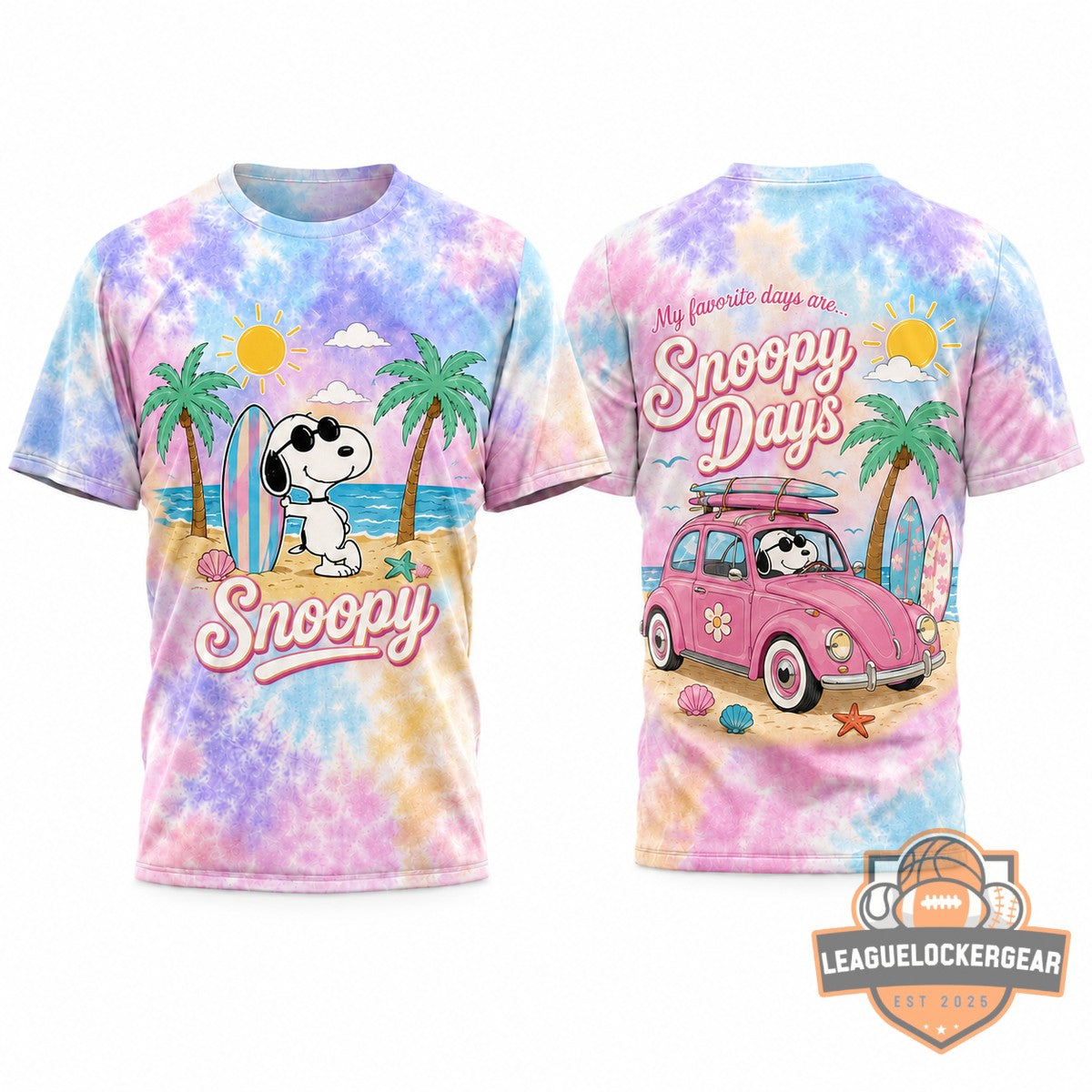 Snoopy Pastel Beach Road Trip Snoopy Days T-Shirt - LeagueLockerGear