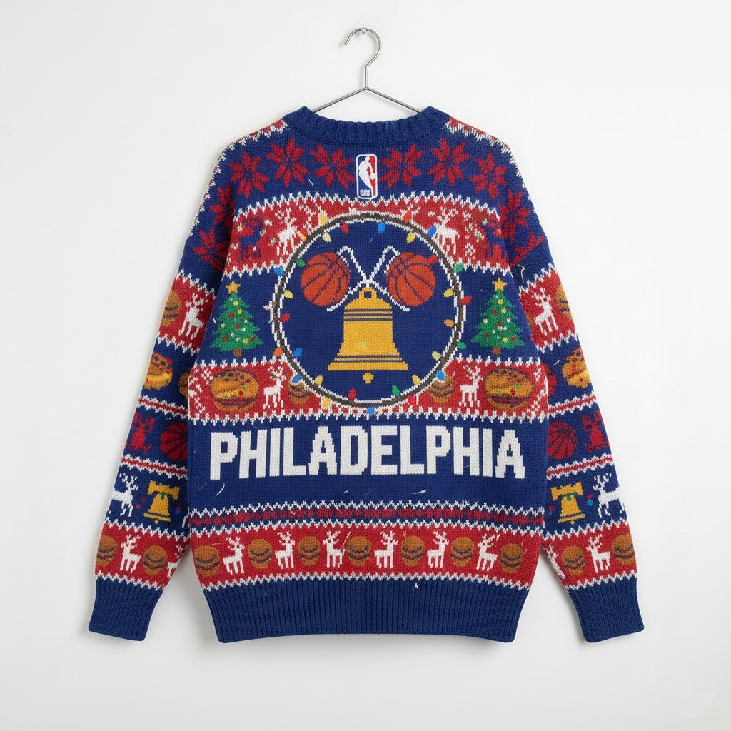 Philadelphia 76ers Ugly Christmas Sweater – “Trust The Process” NBA Holiday Edition - LeagueLockerGear