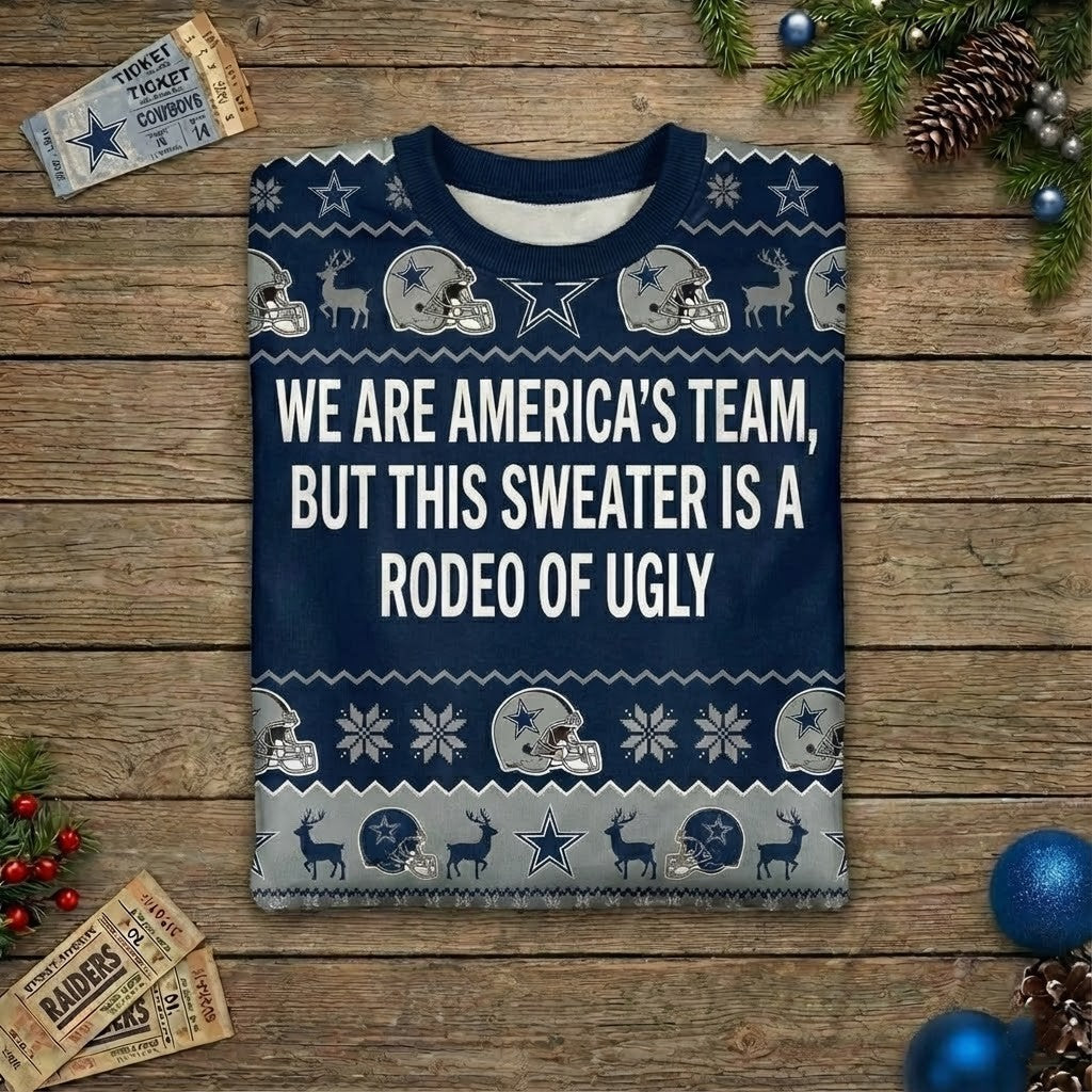 Personalized Dallas Cowboys Ugly Christmas Sweater - Custom Text America's Team Dem Boyz Gift - LeagueLockerGear
