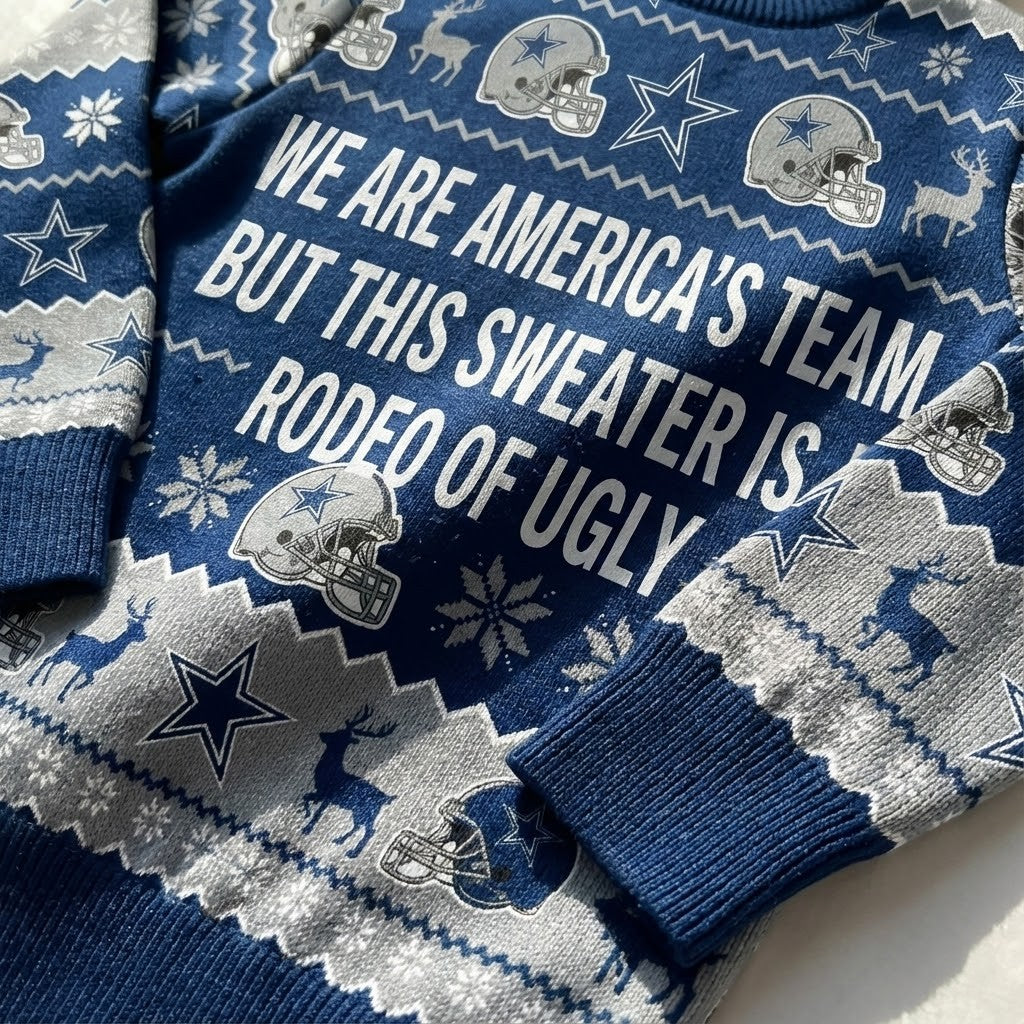 Personalized Dallas Cowboys Ugly Christmas Sweater - Custom Text America's Team Dem Boyz Gift - LeagueLockerGear