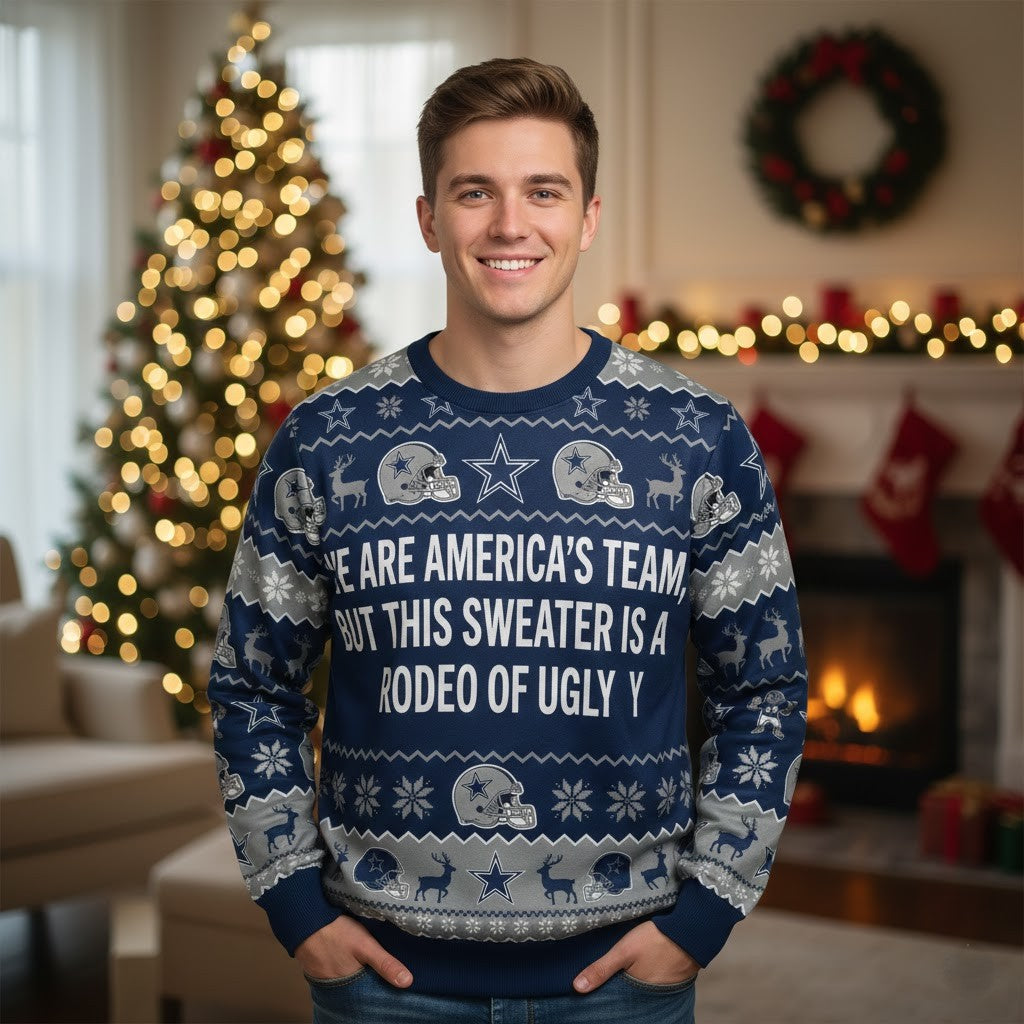 Personalized Dallas Cowboys Ugly Christmas Sweater - Custom Text America's Team Dem Boyz Gift - LeagueLockerGear