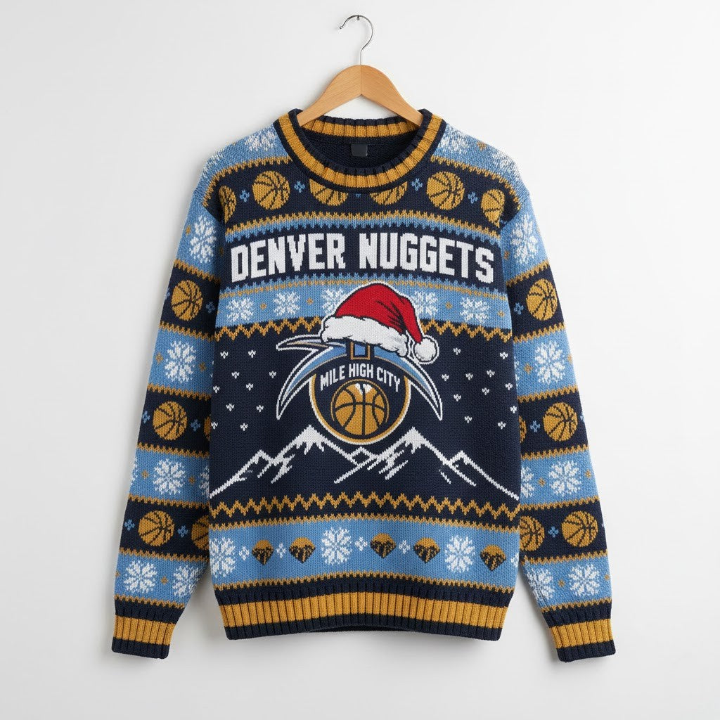 Denver Nuggets Ugly Christmas Sweater – Mile High City Mountain Exclusive Knit Snowflake Fan Gear NBA - LeagueLockerGear