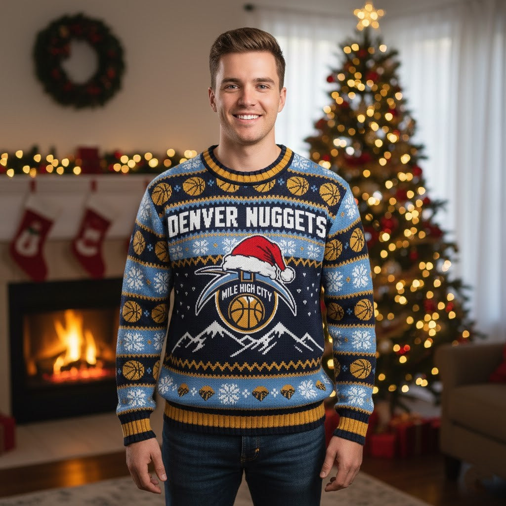 Denver Nuggets Ugly Christmas Sweater – Mile High City Mountain Exclusive Knit Snowflake Fan Gear NBA - LeagueLockerGear