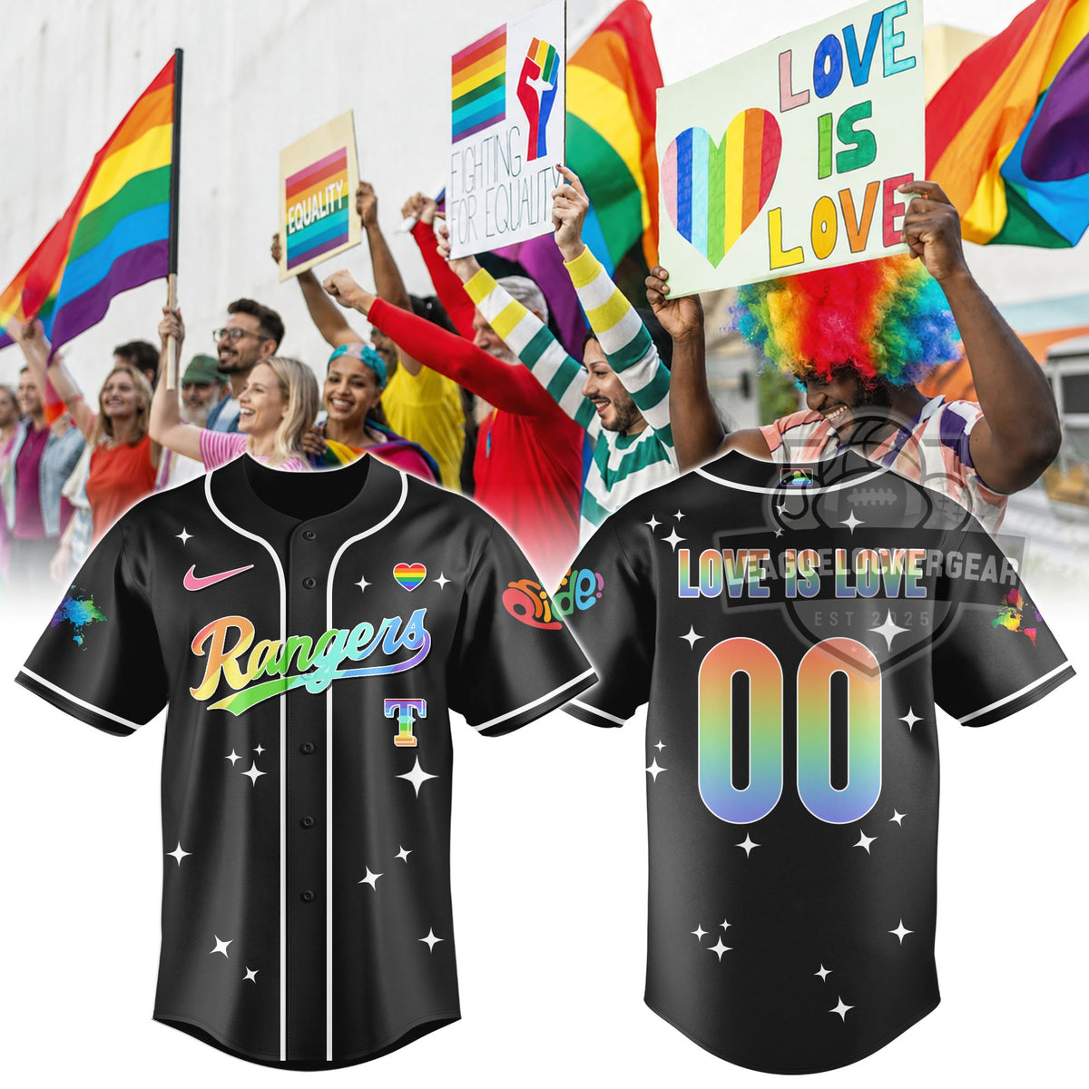 Texas Rangers Pride Celebration Baseball Jersey - LeagueLockerGear