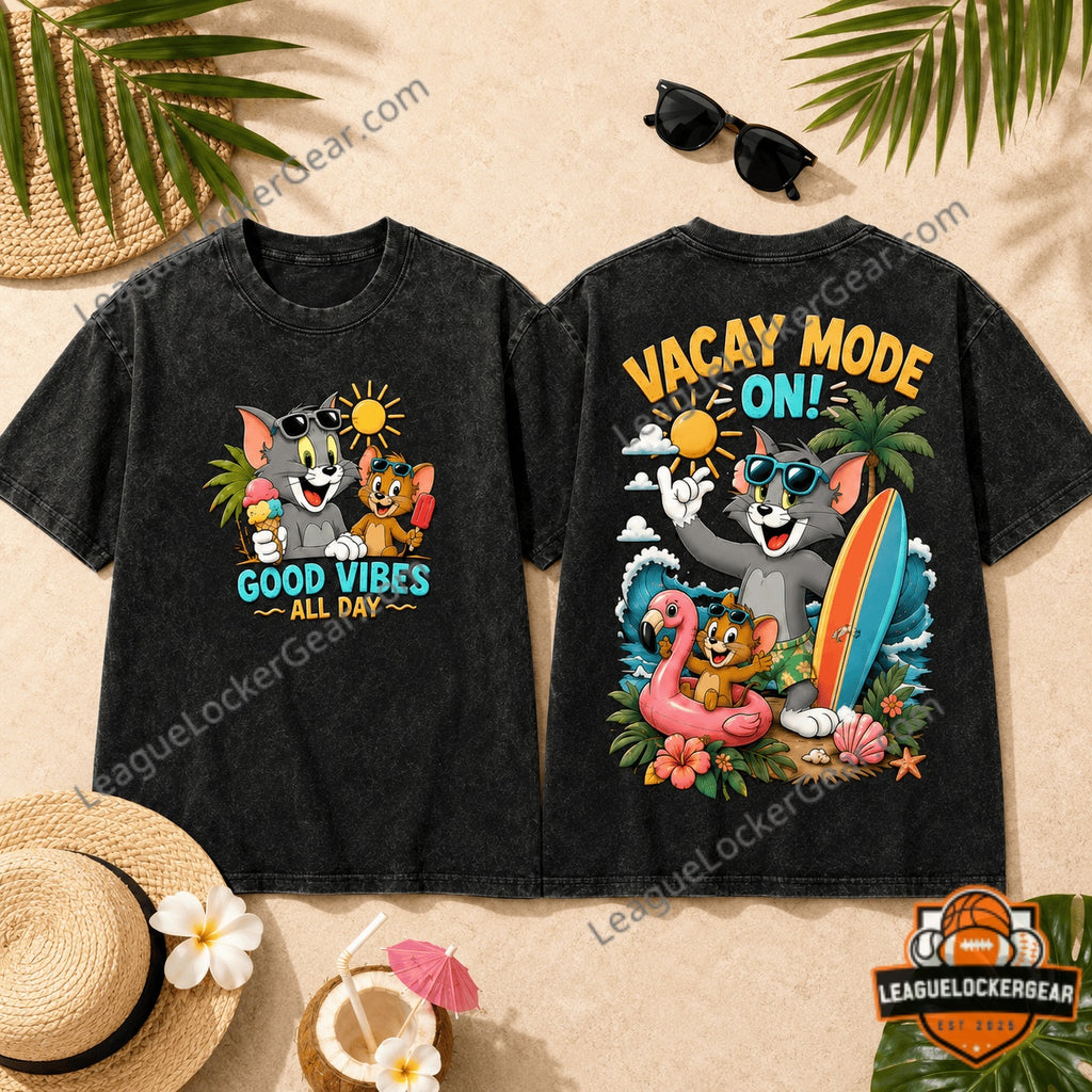 Tom and Jerry Summer Beach Vacation T-Shirt - LeagueLockerGear