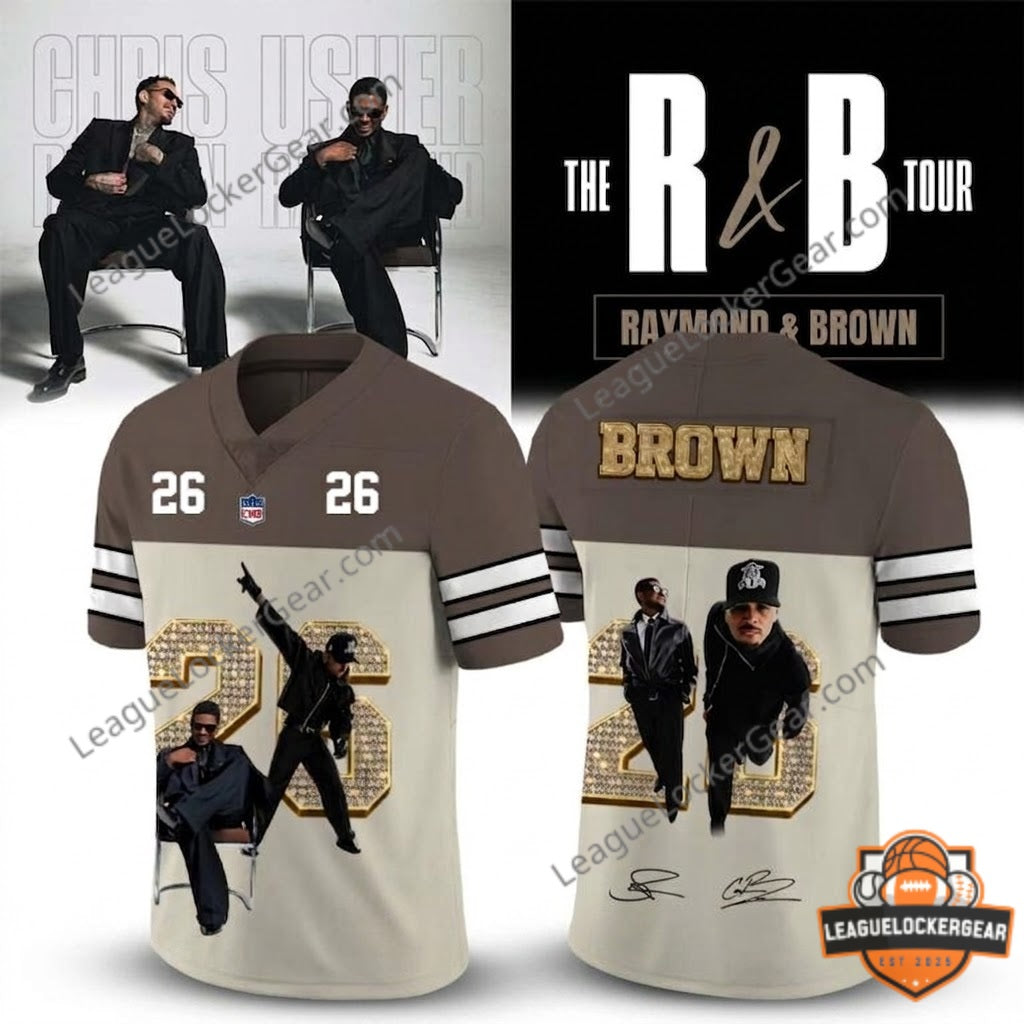 Usher & Chris Brown The R&B Tour Football Jersey - LeagueLockerGear