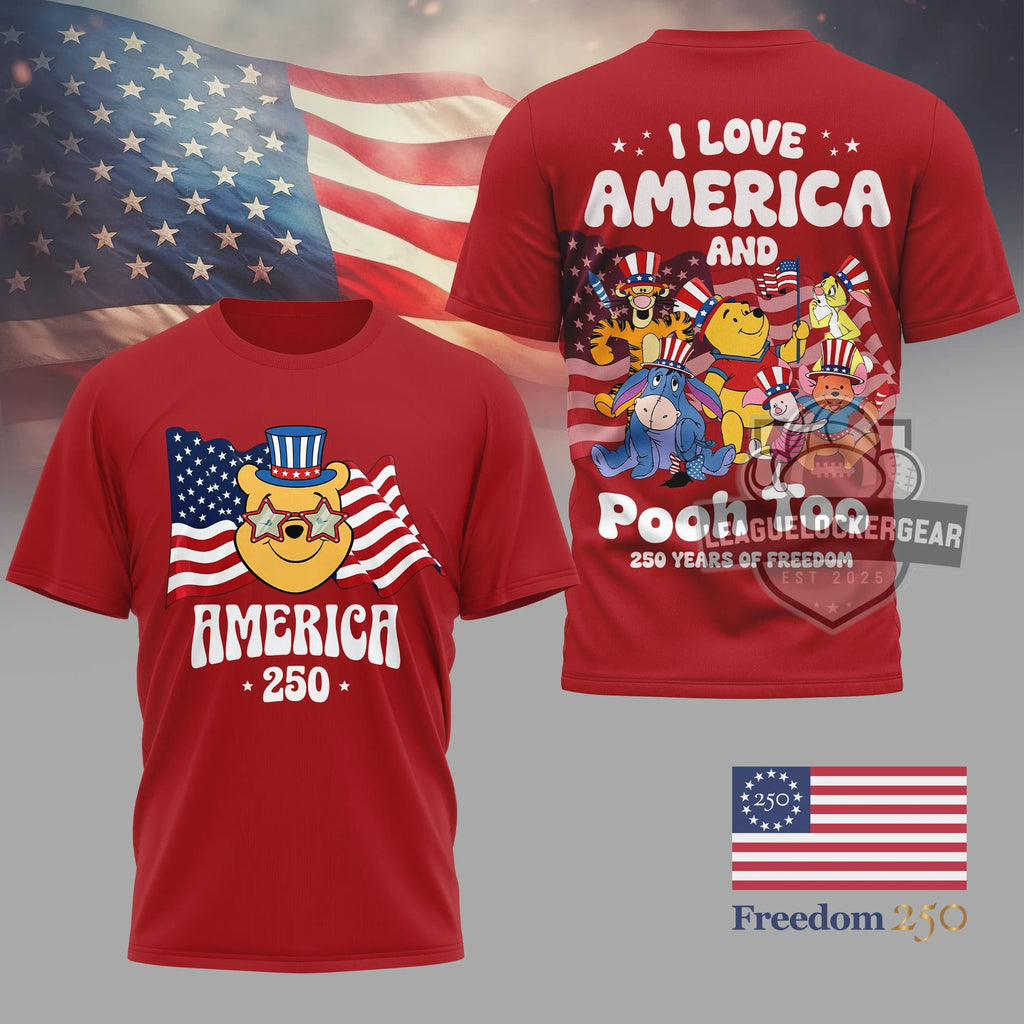 Winnie the Pooh America 250th Anniversary of Freedom T-Shirt - LeagueLockerGear