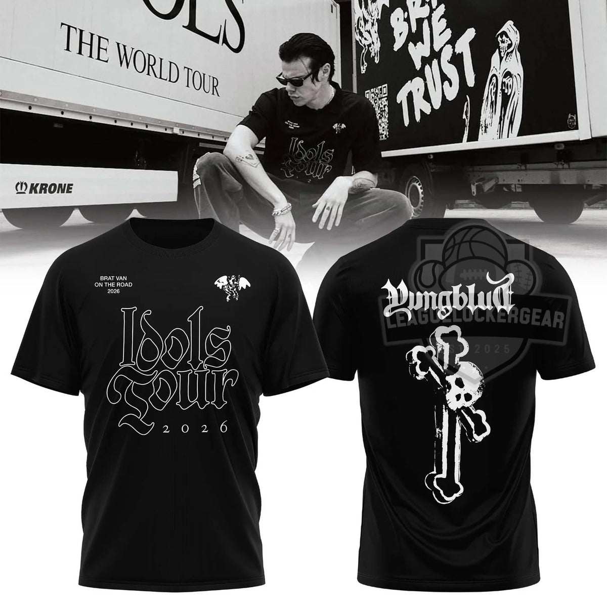Yungblud Idols Tour 2026 Skull Crossbones T-Shirt - LeagueLockerGear