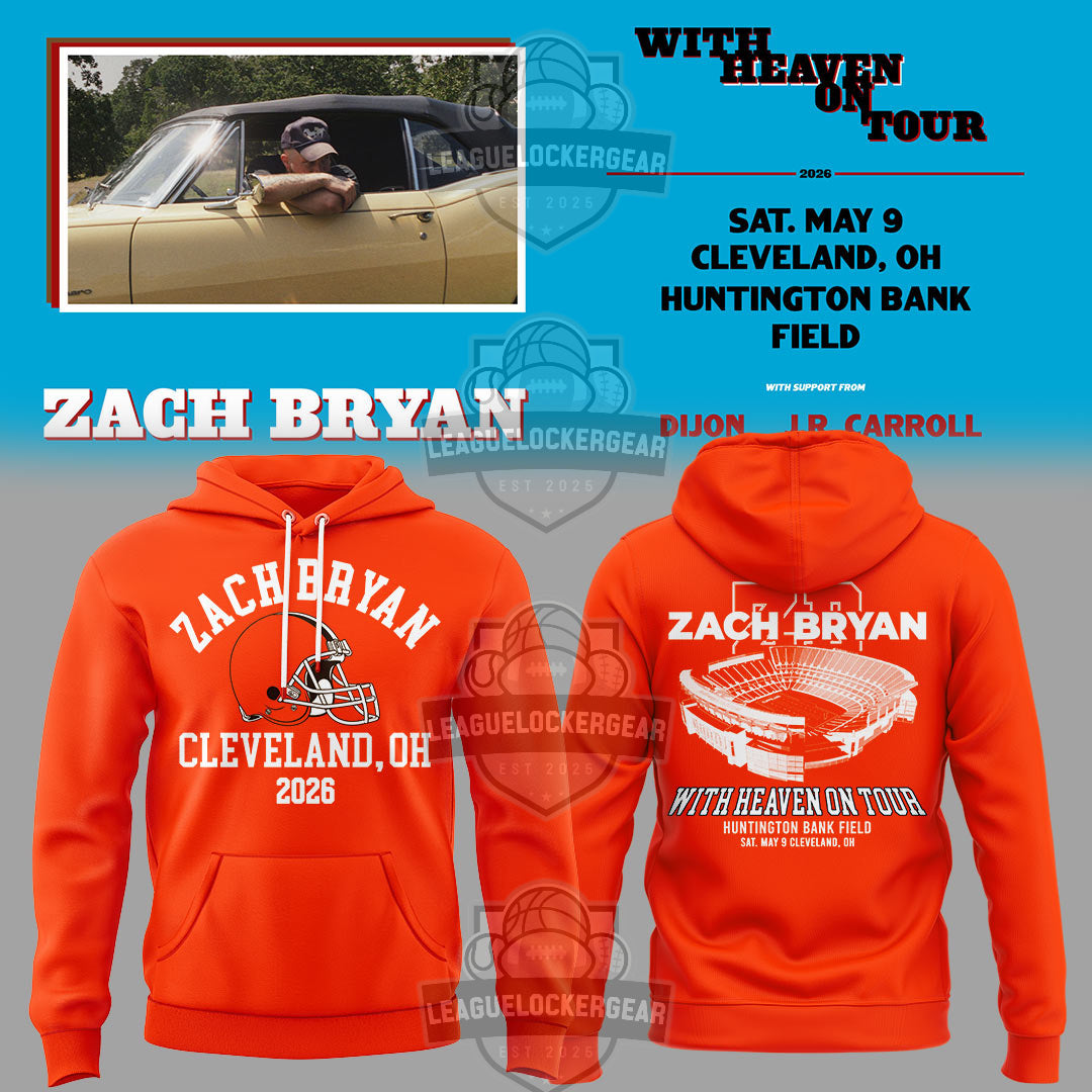 Zach Bryan Cleveland Browns With Heaven On Tour Cleveland 2026 Hoodie - LeagueLockerGear